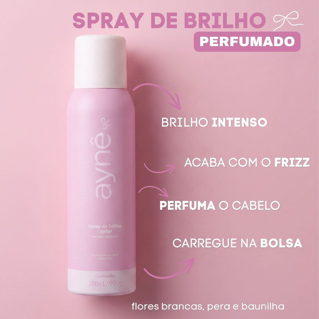3 Sprays de Brilho Capilar Perfumado Aynê